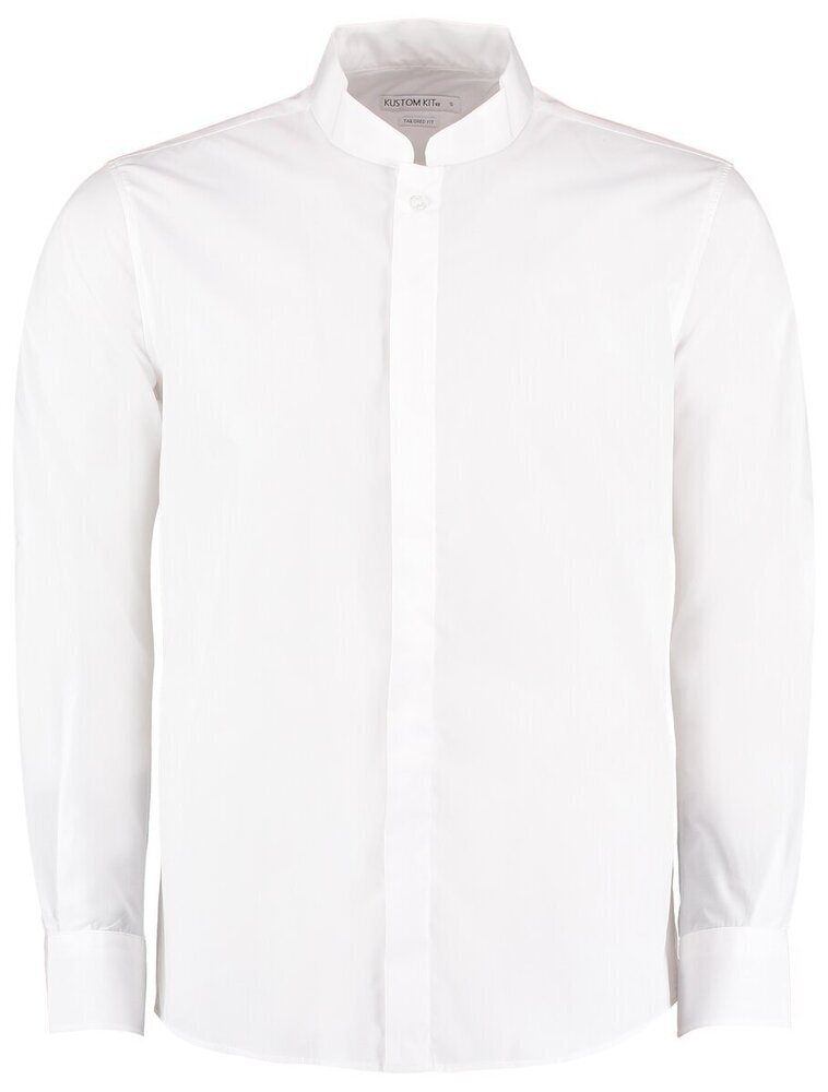 Kustom Kit Mandarin Collar Tailored Fit Long Sleeve Shirt KK161 ...